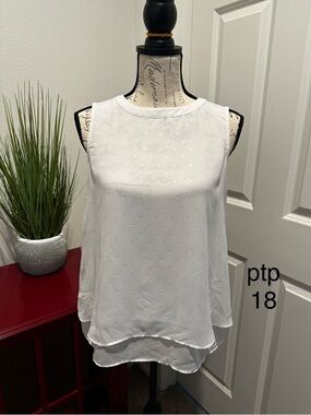 Apt. 9 White Sleeveless Swiss Dot Layered Camisole